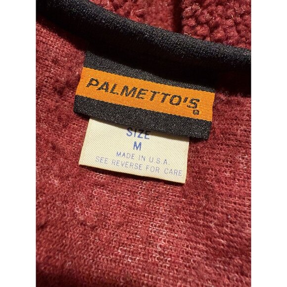 Vintage Palmetto's Fuzzy Fleece Fair Isle Sweater Burgundy Nordic Size Medium - Picture 6 of 8